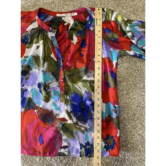 Gibson Red multicolored Floral Blouse Sz XSmall - Picture 4 of 5
